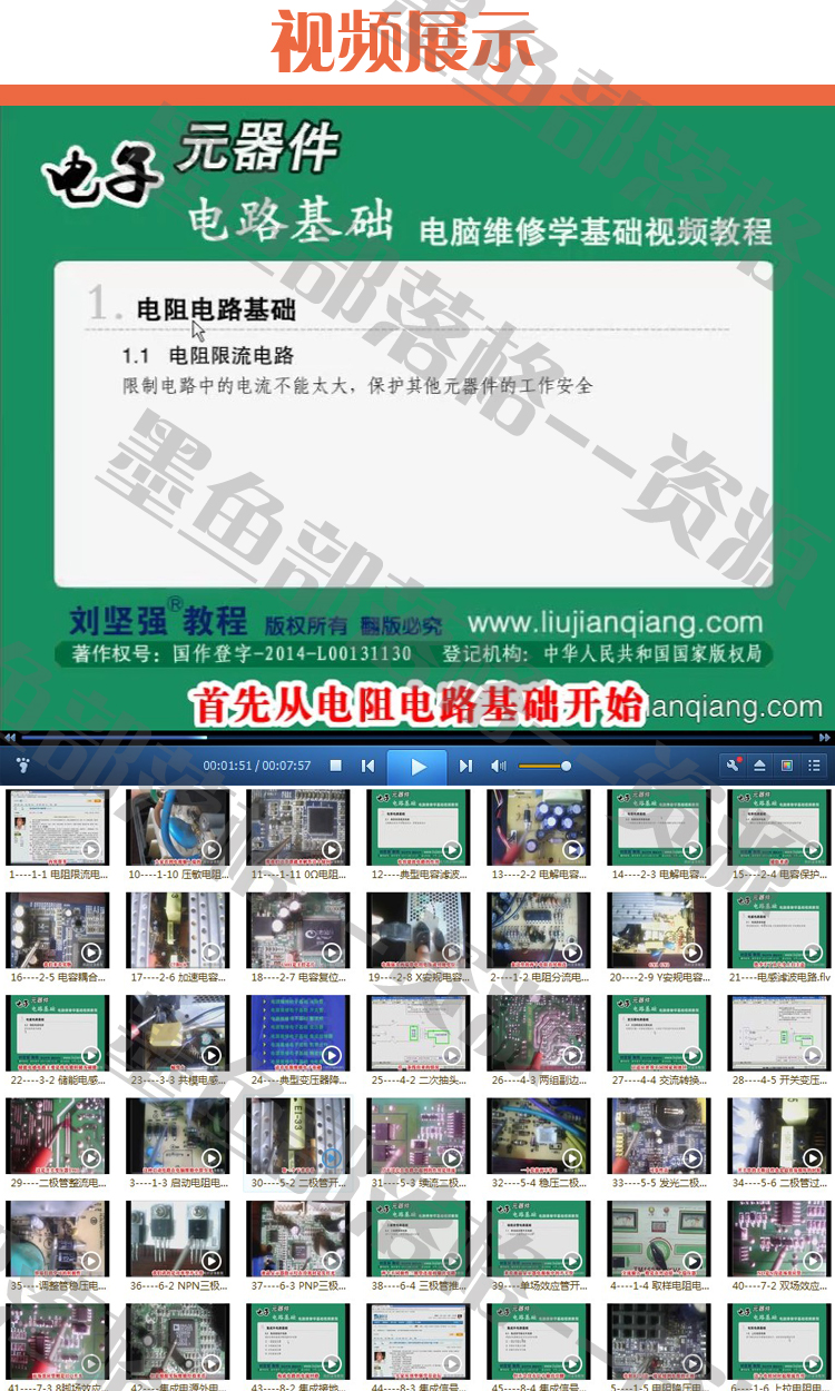 刘坚强电子元器件电路基础与电脑维修全解视频教程