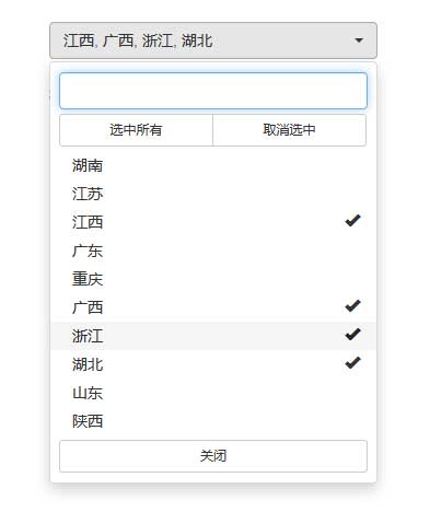 jQuery bootstrap下拉框城市多选实例