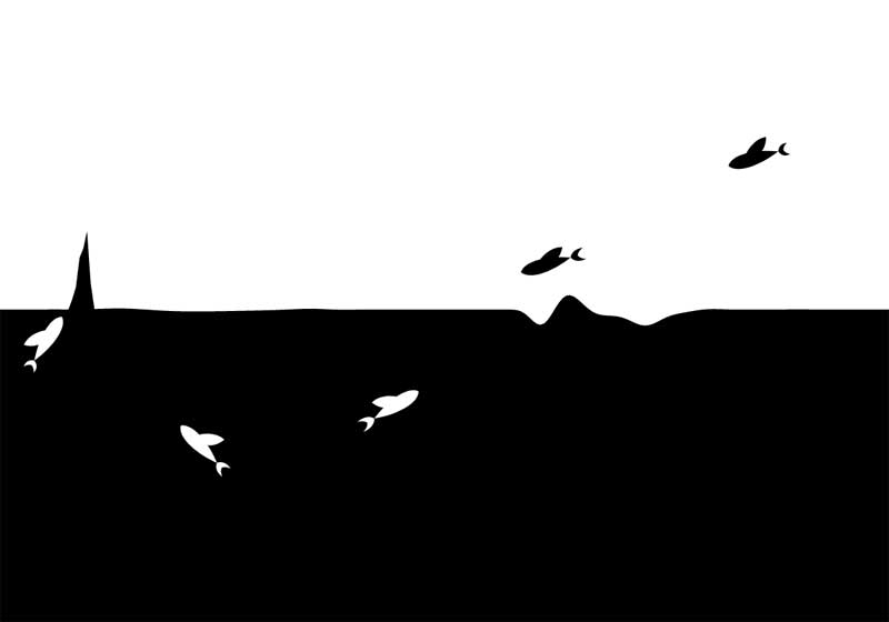 canvas鱼群跳跃动画特效