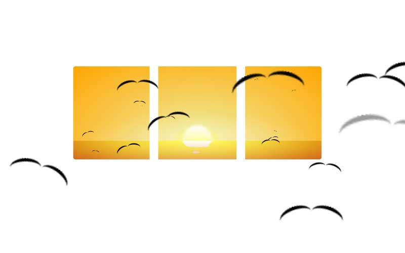 海边夕阳一群大雁场景特效