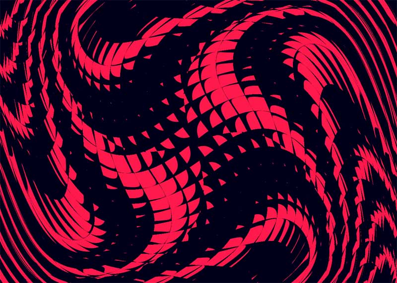 红色抽象扭曲背景特效，HTML5创意实例展示