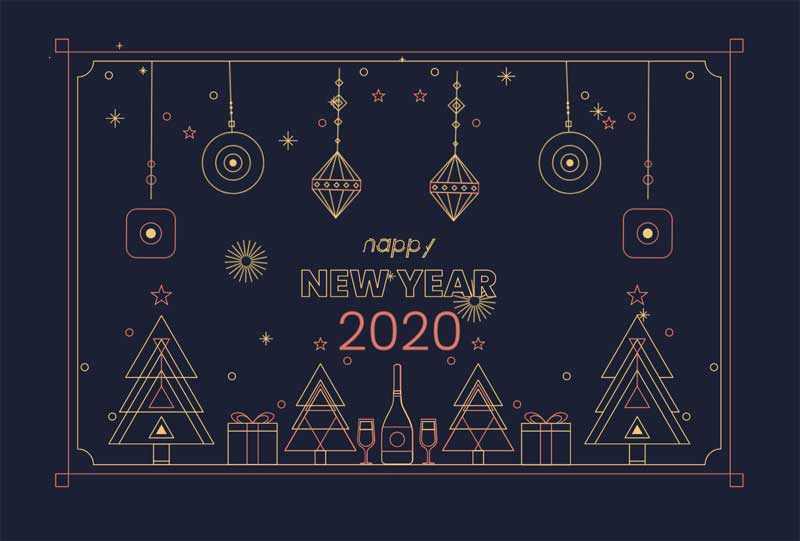 卡通2020新年快乐主题动画特效
