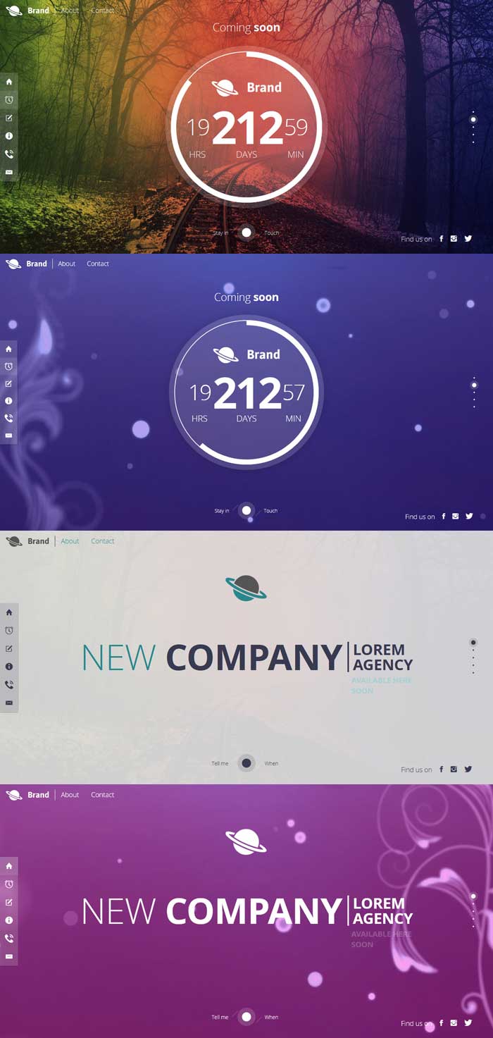 创意网站即将上线，倒计时单页滚动HTML5模板，单页设计预览