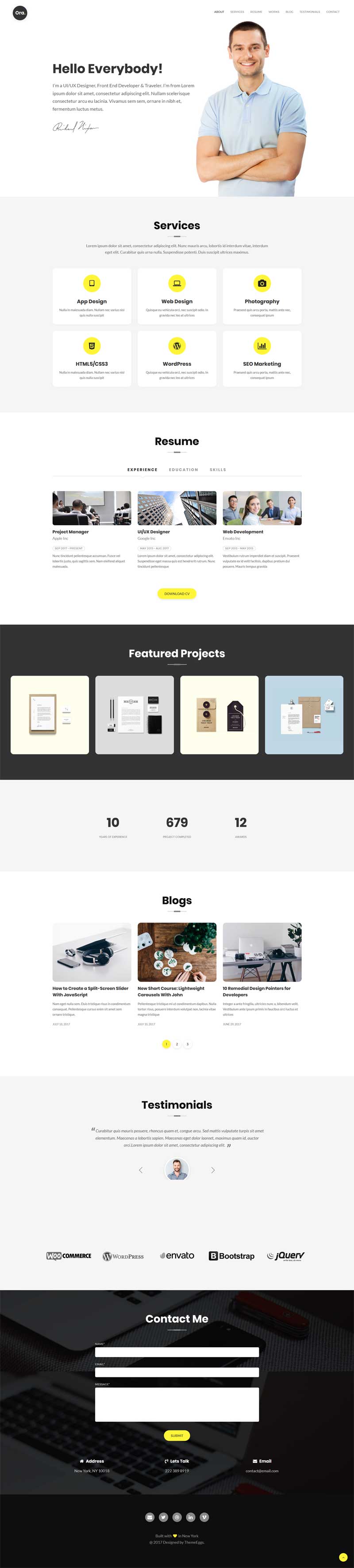 简洁技能展示，个人HTML5单页模板