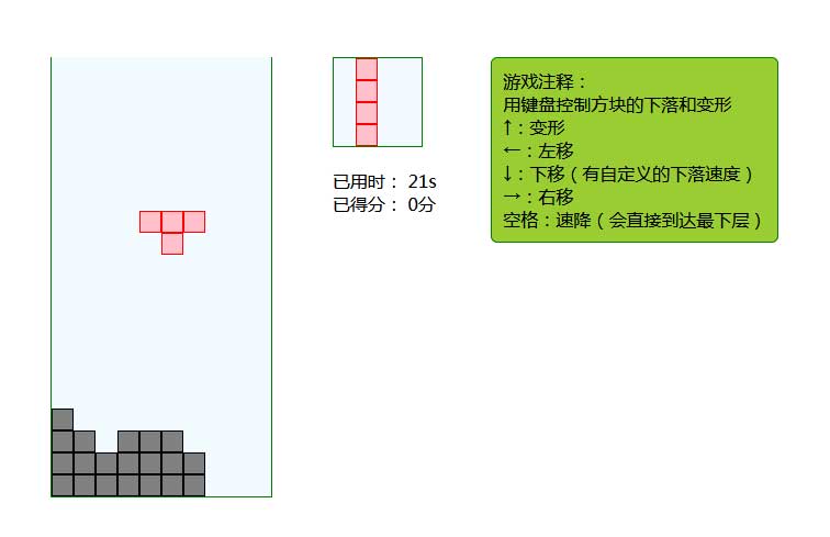 极简俄罗斯方块游戏代码，附加特效，纯净单条文字输出结果