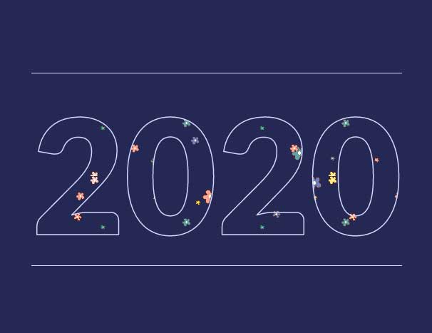 2020创意数字填充背景动画，CSS3特效实例展示