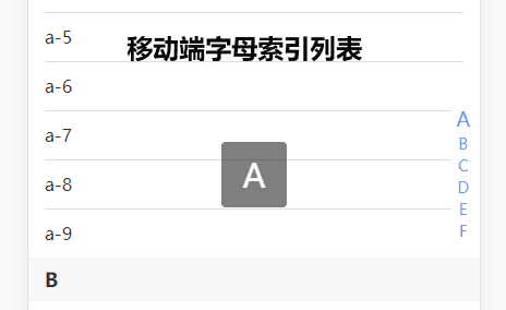 zepto手机端字母索引列表插件