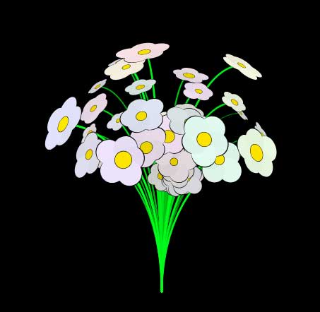 卡通鲜花花束Canvas动效，HTML5精美实例展示