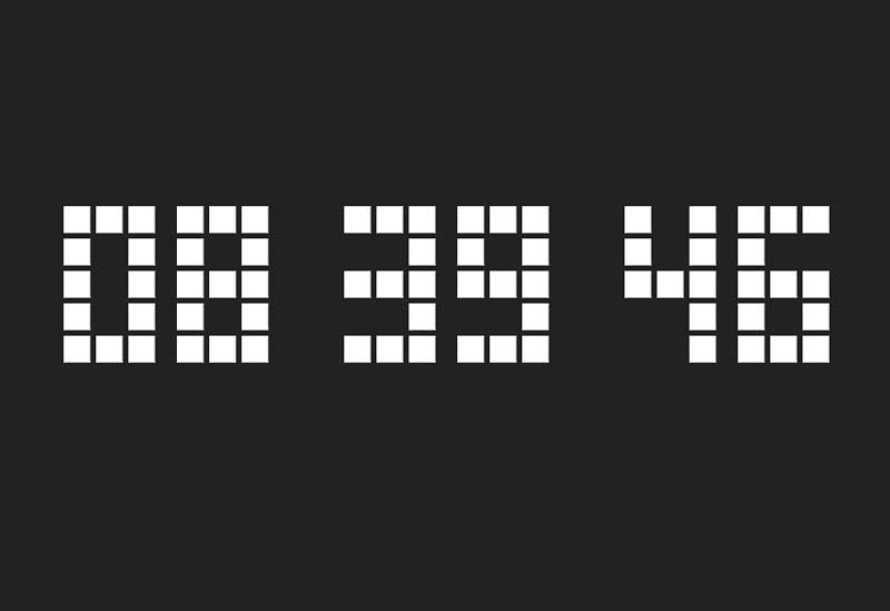 方块数字时钟CSS3特效，炫酷实例展示
