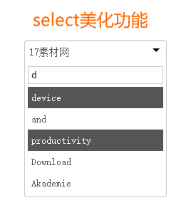 jQuery美化Select下拉框插件，带搜索框的表单代码