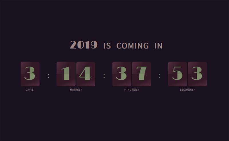 2019新年倒计时，炫酷特效页面代码集结