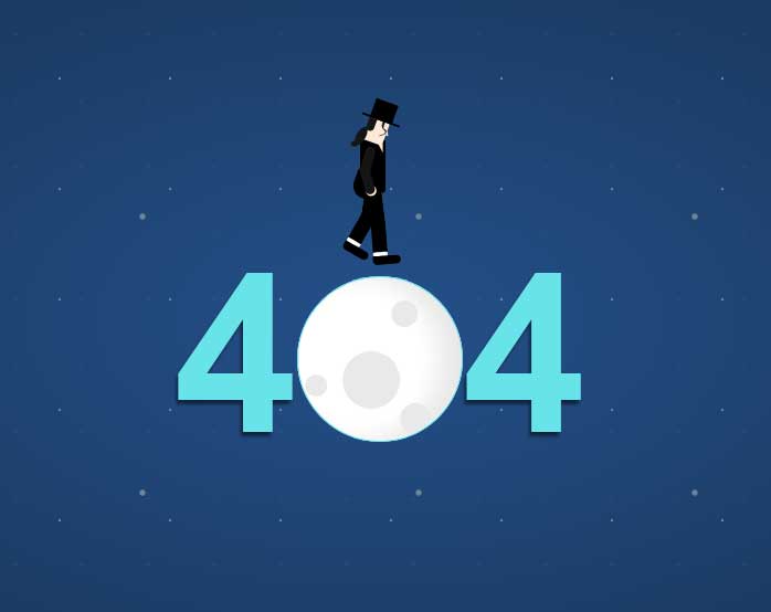 月球漫步404错误页文字动画特效CSS3精彩实例