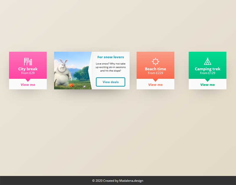 假日专题UI，折叠卡片CSS3特效实例展示