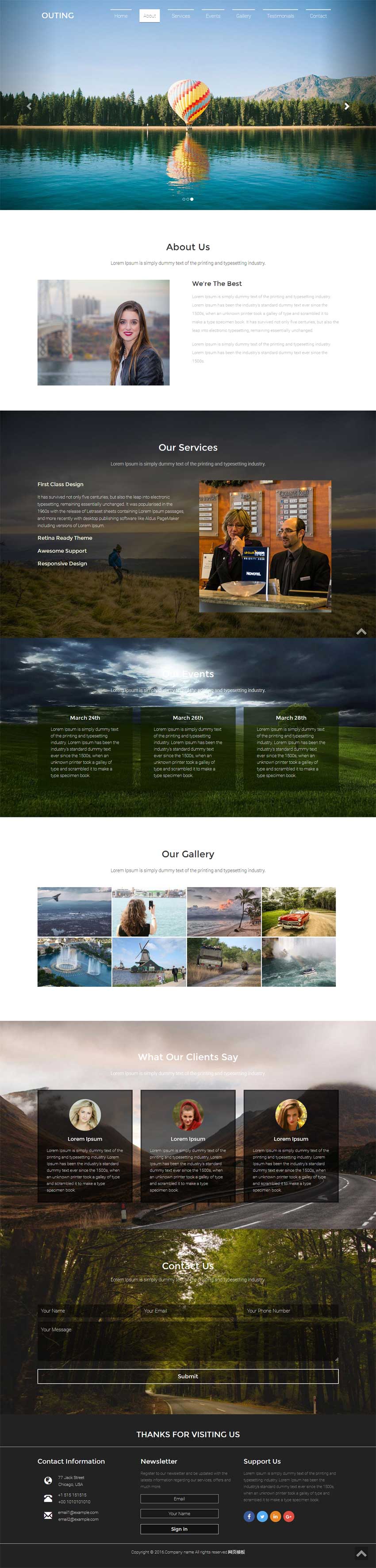 户外旅游新风尚，HTML5+CSS3视差滚动单页模板体验