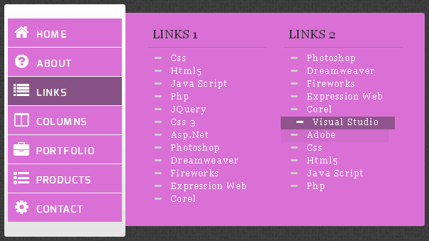 jQuery Hover侧边导航，CSS3动画弹出，IE6/7除外