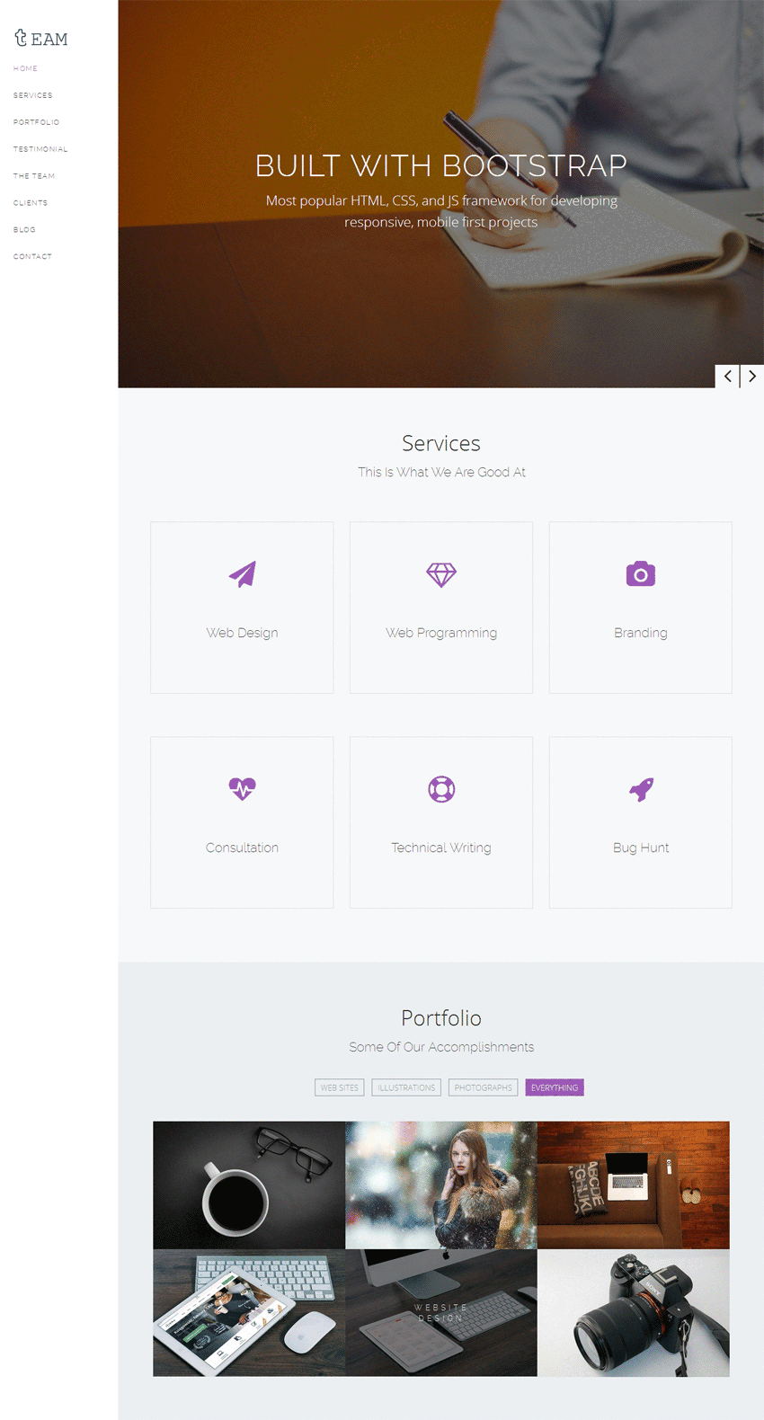 简洁HTML5响应式单页模板，左侧导航源码