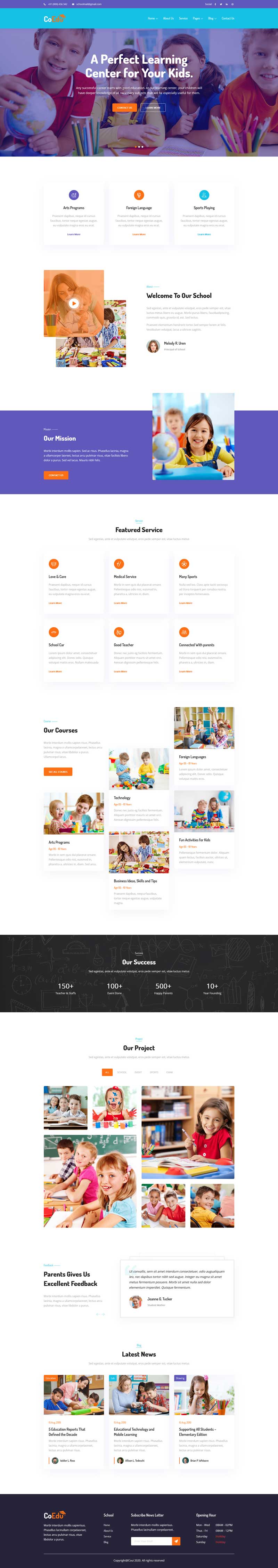多功能学校教育官网，专业HTML5企业网站模板