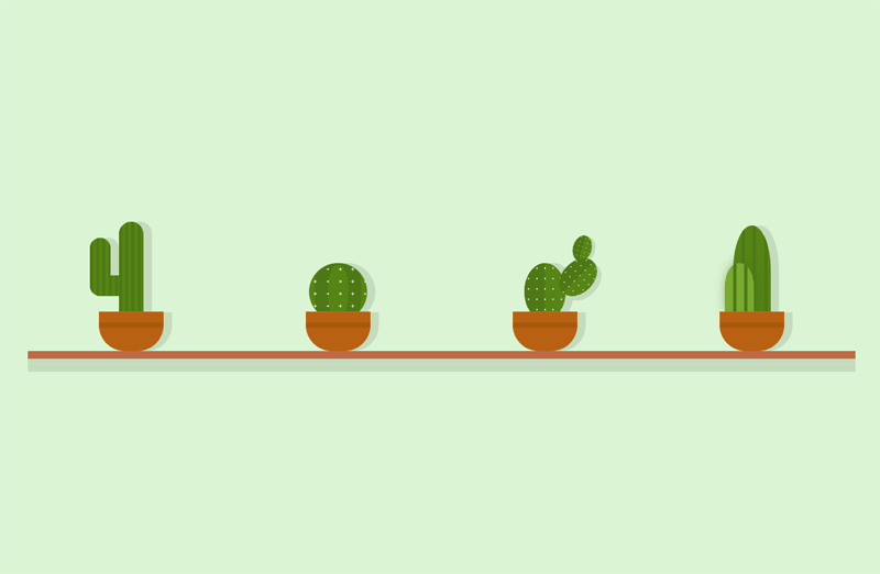 仙人掌植物盆栽ui布局特效