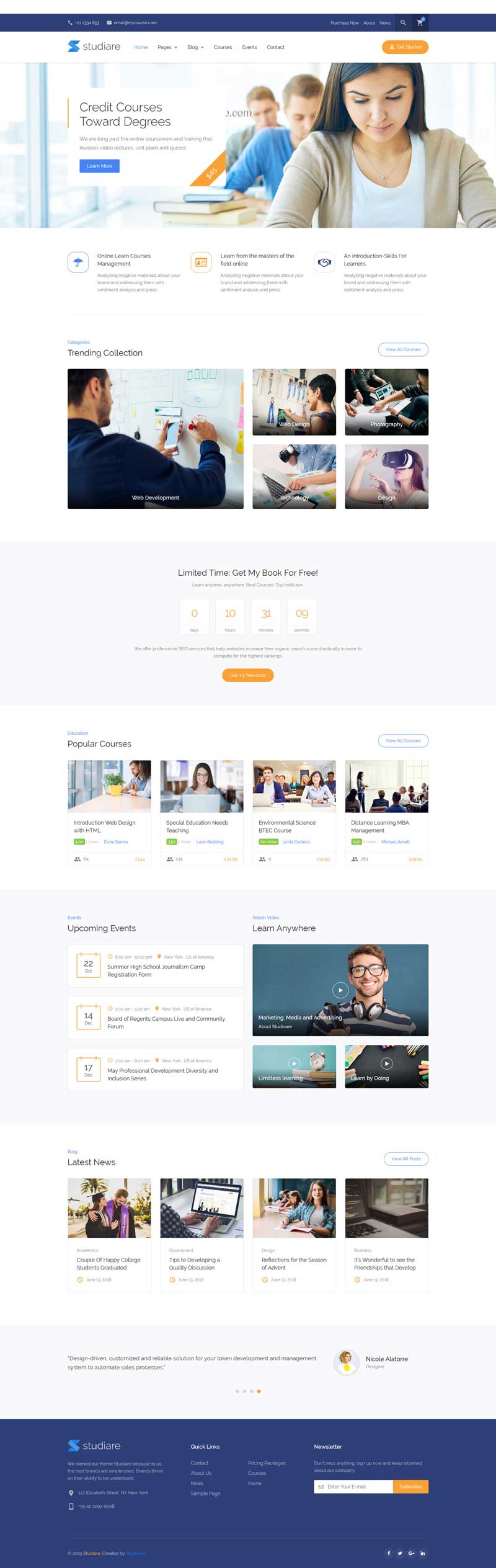 企业在线课程教育网站，精选HTML5模板，打造专业教育平台