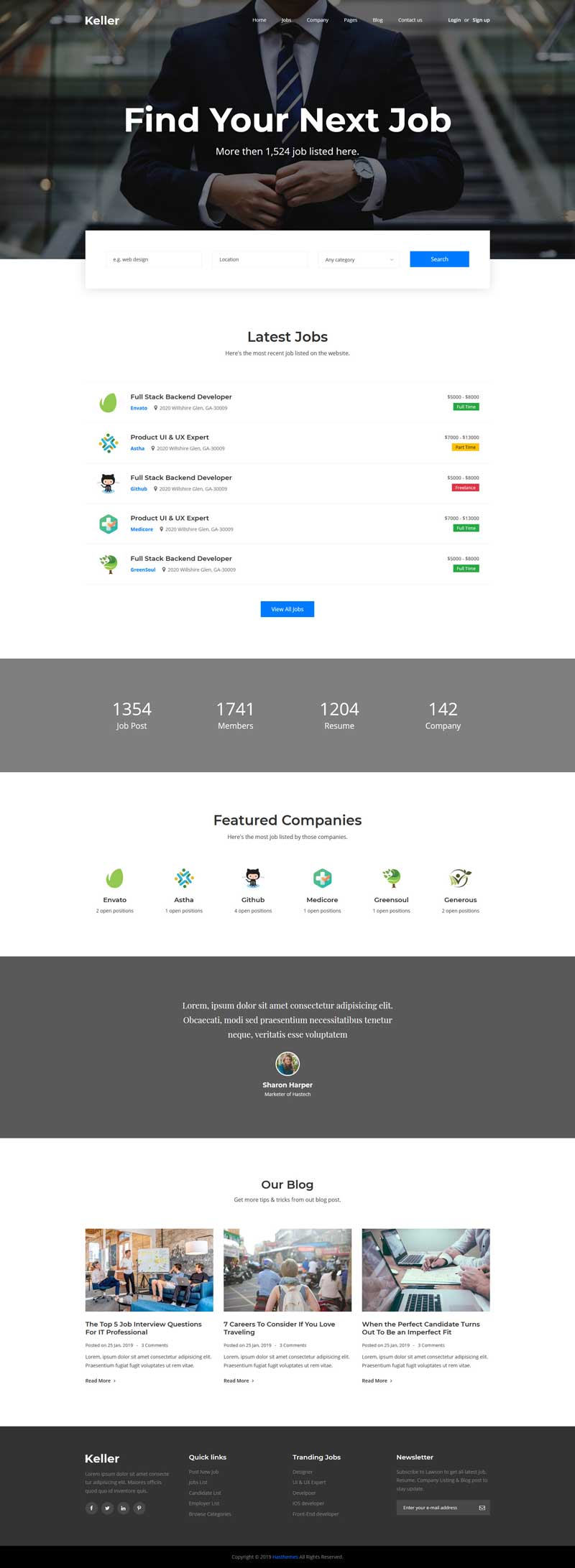 bootstrap工作就职招聘网站模板