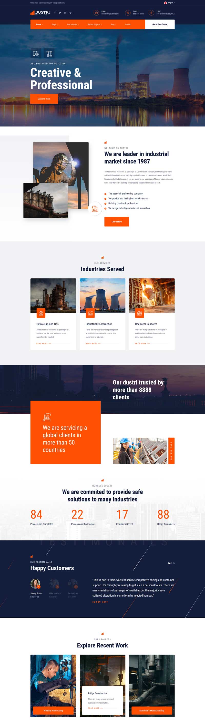 Bootstrap钢铁重工业企业网站模板，专业定制，助力企业腾飞！