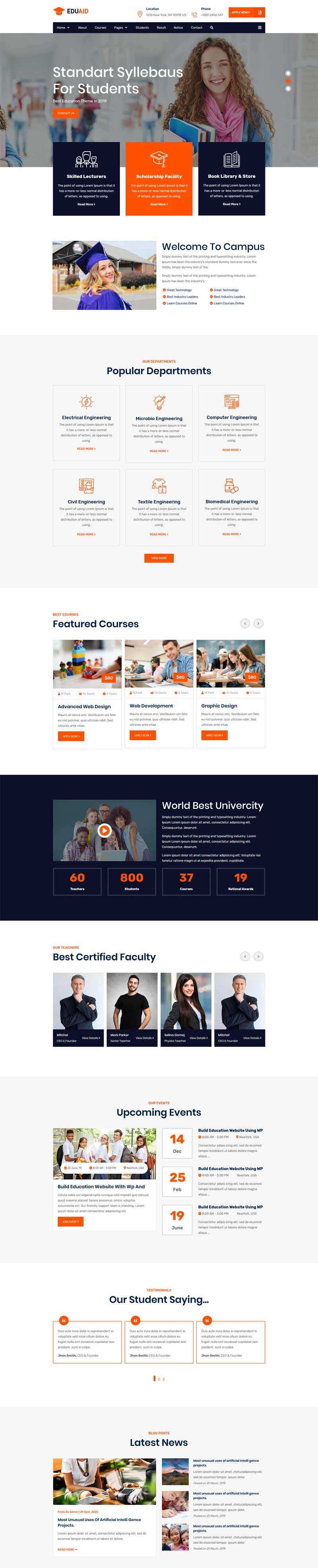 橙色教育课程，HTML5企业培训网站模板精选