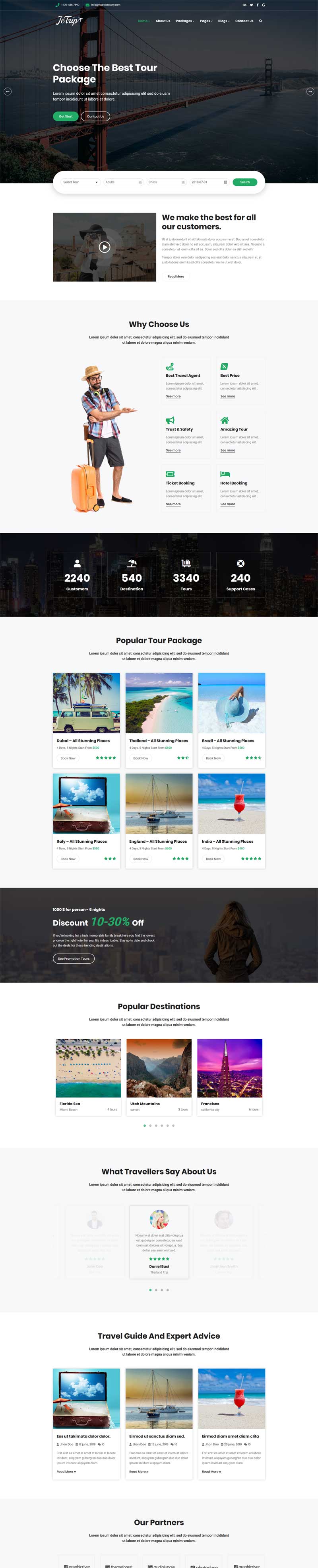 酒店旅游行业专属，通用型HTML5企业网站模板