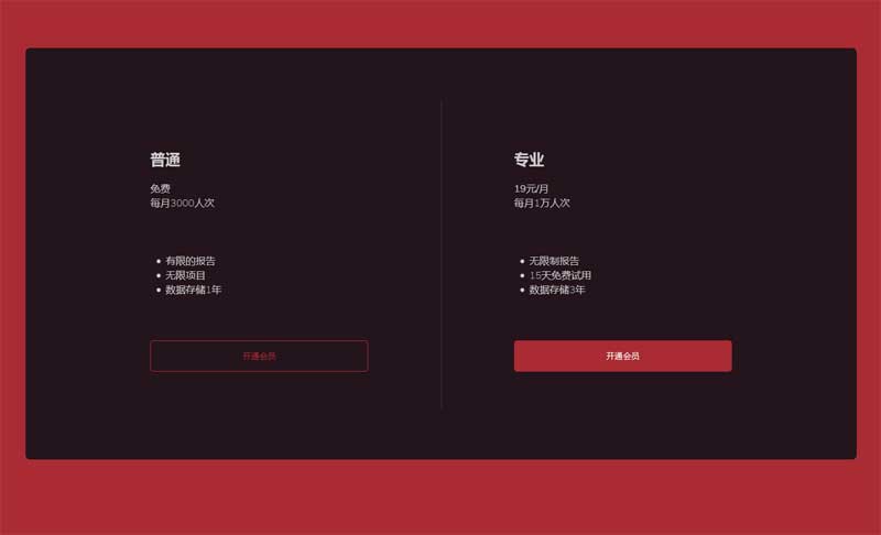 会员项目定价卡UI布局优化，DIV+CSS专属定制，简洁呈现核心信息