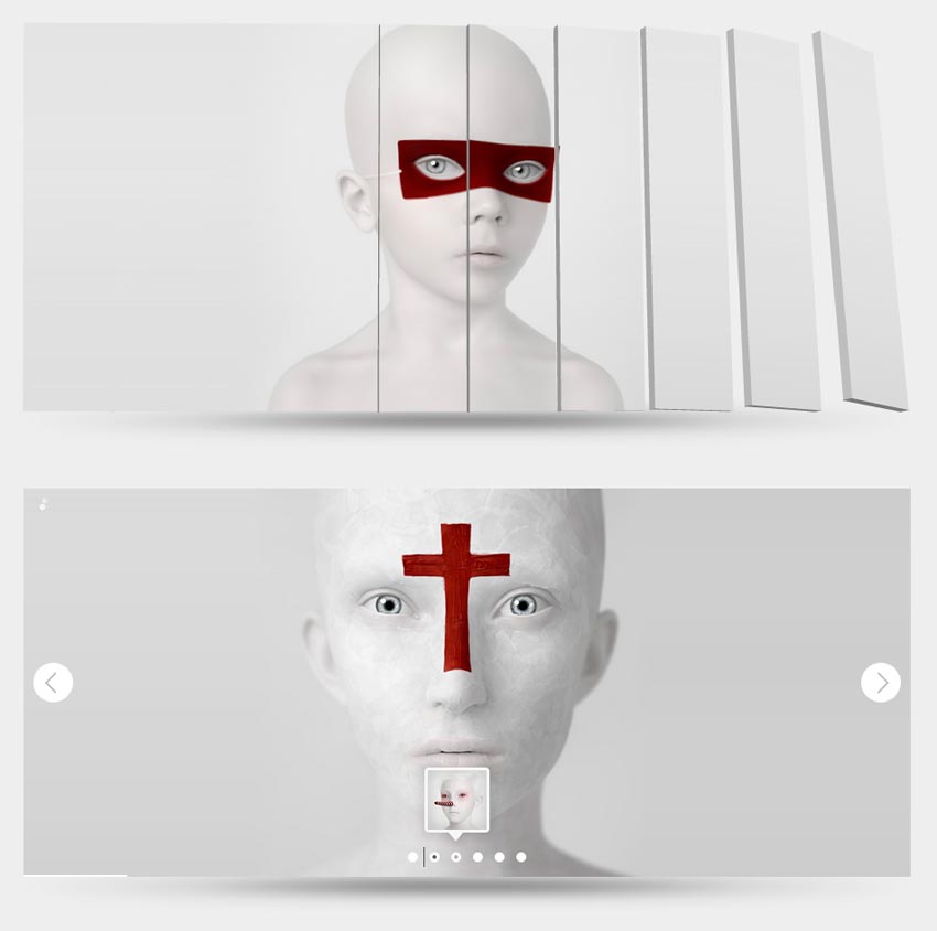 HTML5 3D图片轮播特效，动态切换幻灯片代码示例