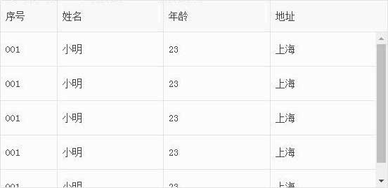 Excel风格表格头部固定，内容滚动展示及特效代码集合