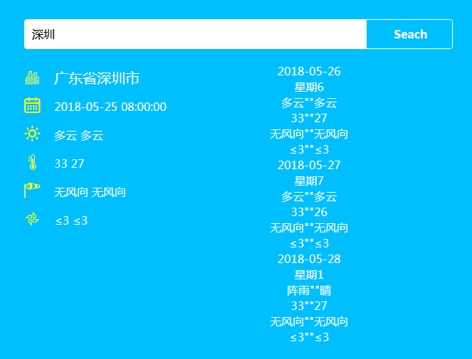 jQuery城市天气预报API数据查询与特效代码集
