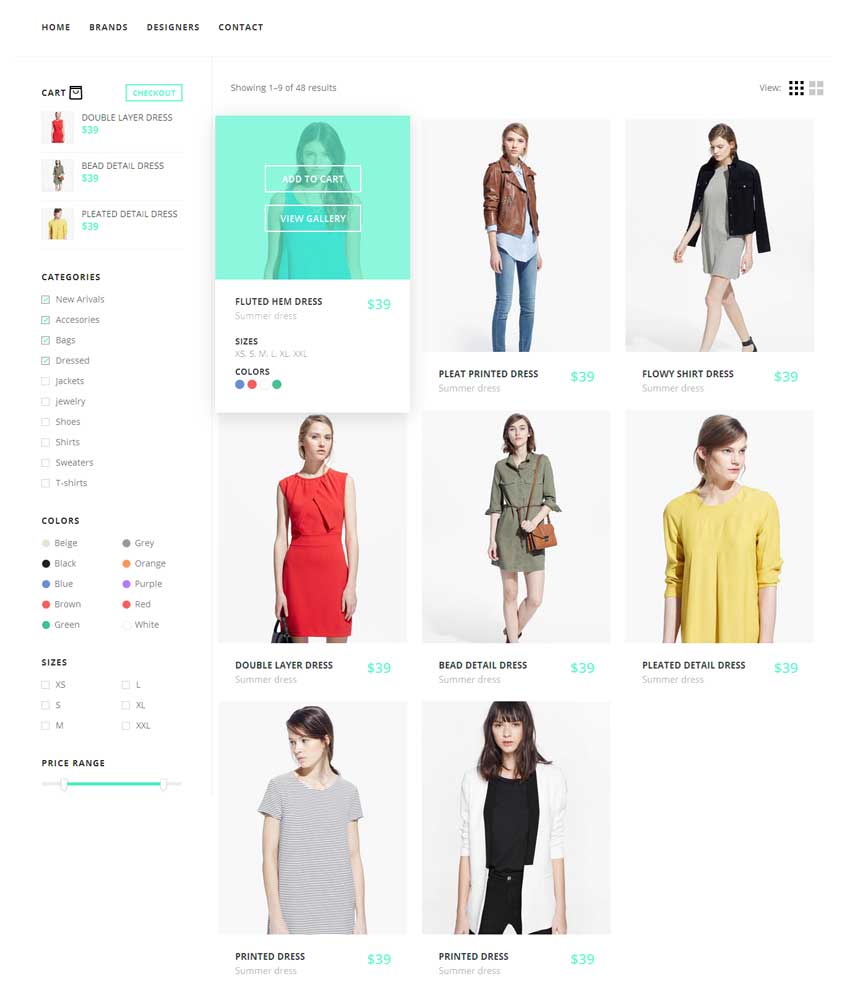 大气HTML5购物网站，商品加入购物车动画特效精彩展示实例