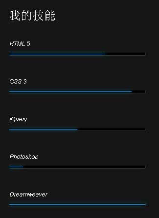CSS3个人技能动感进度条动画特效