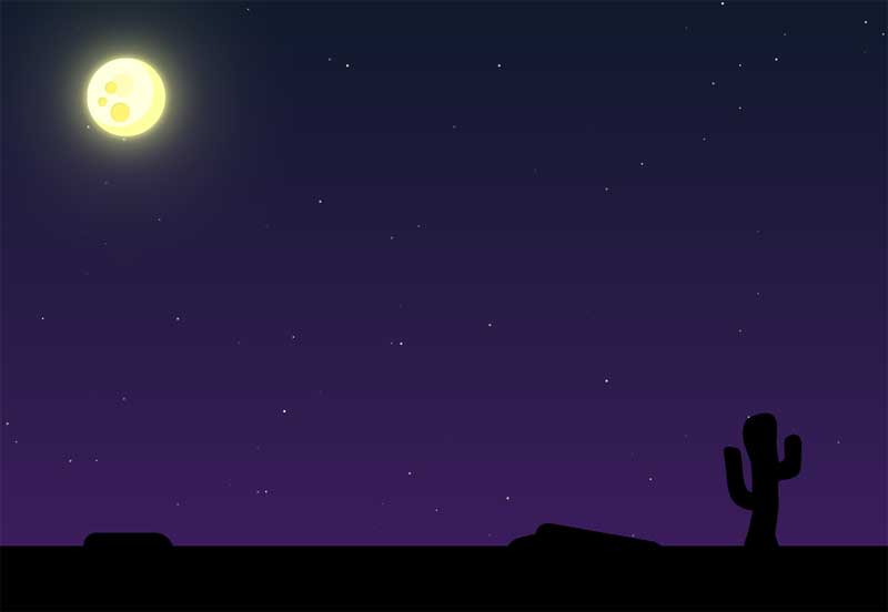 夜晚月光洒落，神秘沙漠之景，CSS3特效演绎梦幻瞬间