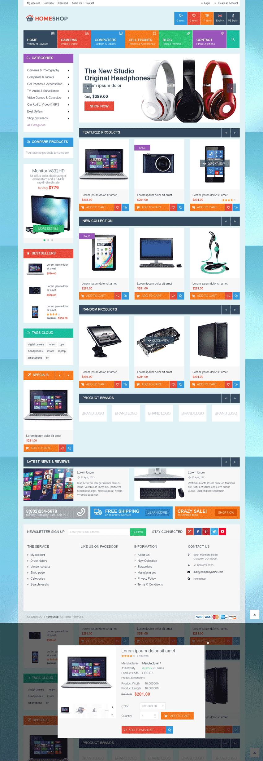 Win8风格扁平化响应式HTML5电脑购物商城模板，免费下载，打造专业商城网站