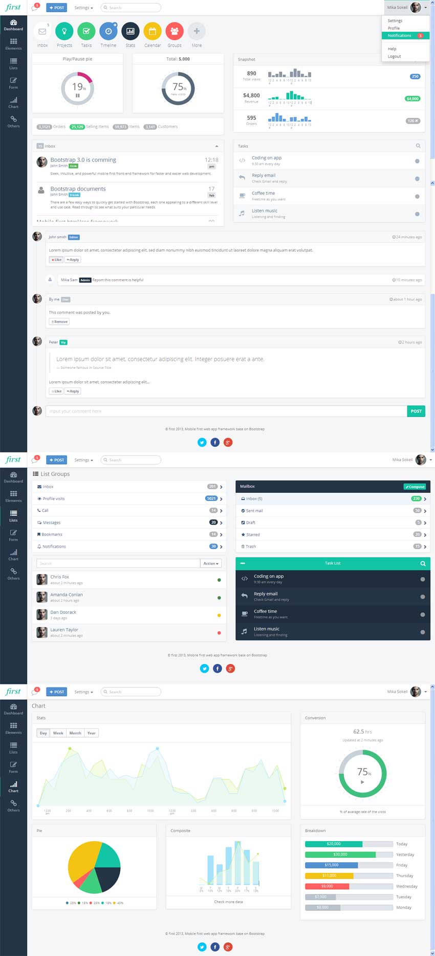 Bootstrap手机后台APP简洁模板下载