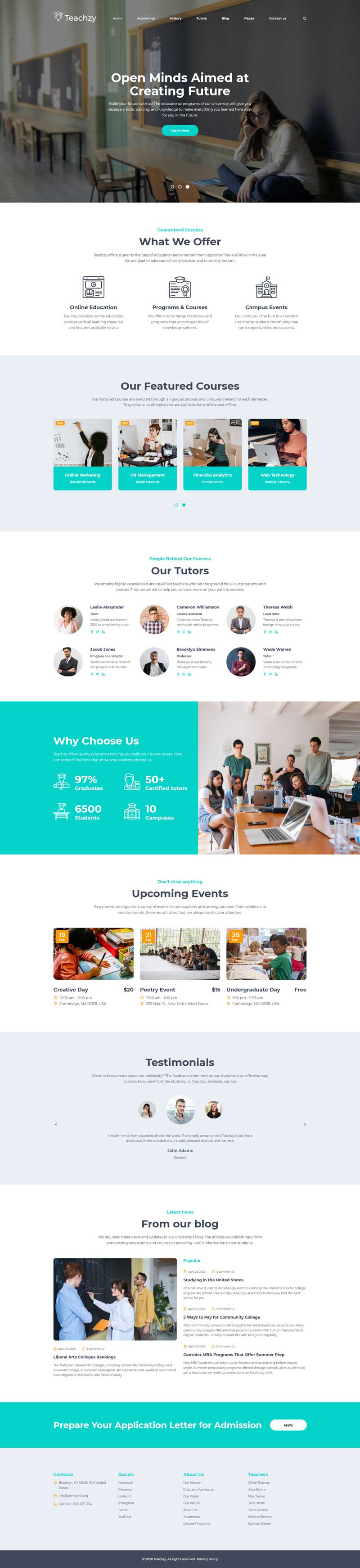 学校教育管理，专业HTML5企业网站模板