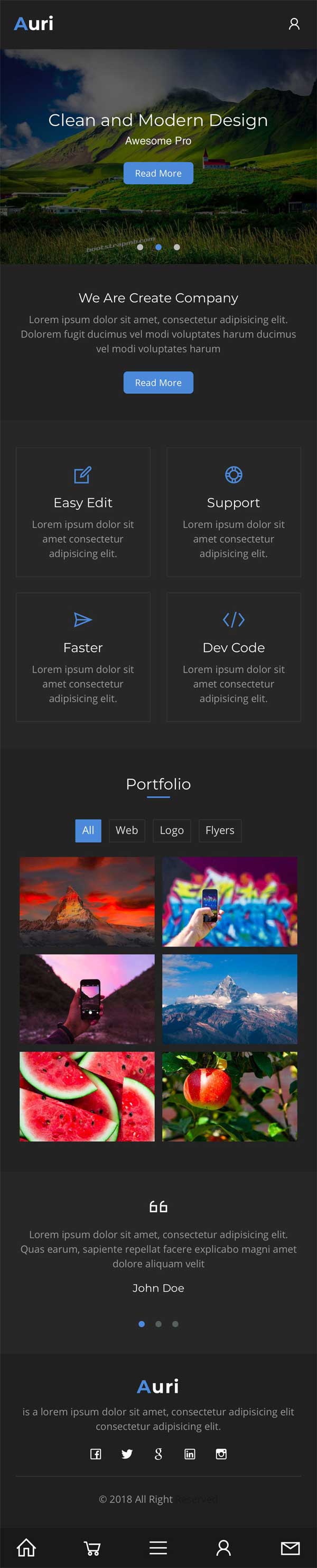 黑色通用型企业手机网站，HTML5模板优化版
