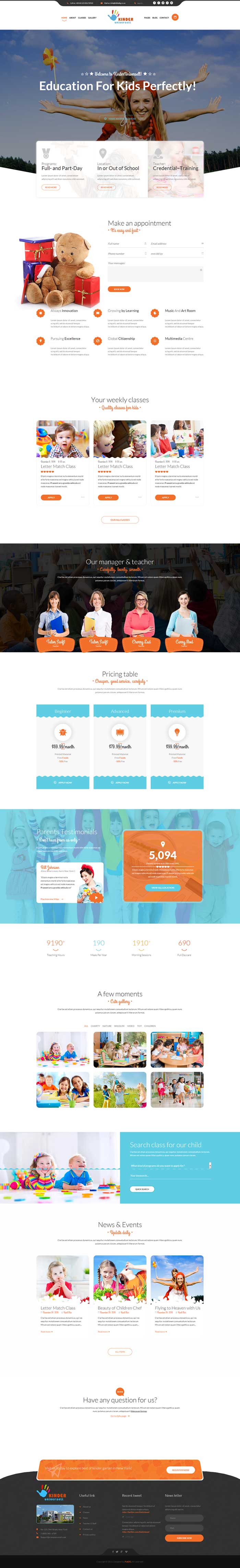 卡通童趣幼儿园教育网，HTML5模板，企业专属定制