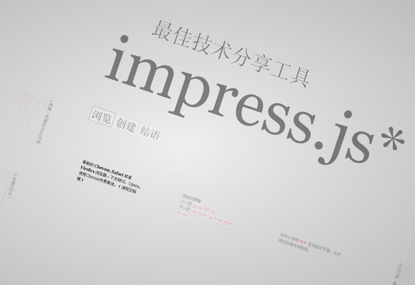 HTML5 3D动画PPT预览，Impress.js插件实例展示