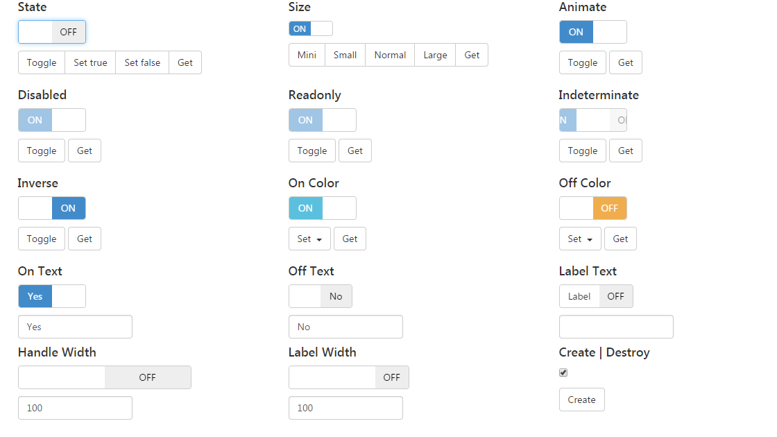 Bootstrap风格jQuery开关按钮特效HTML5示例