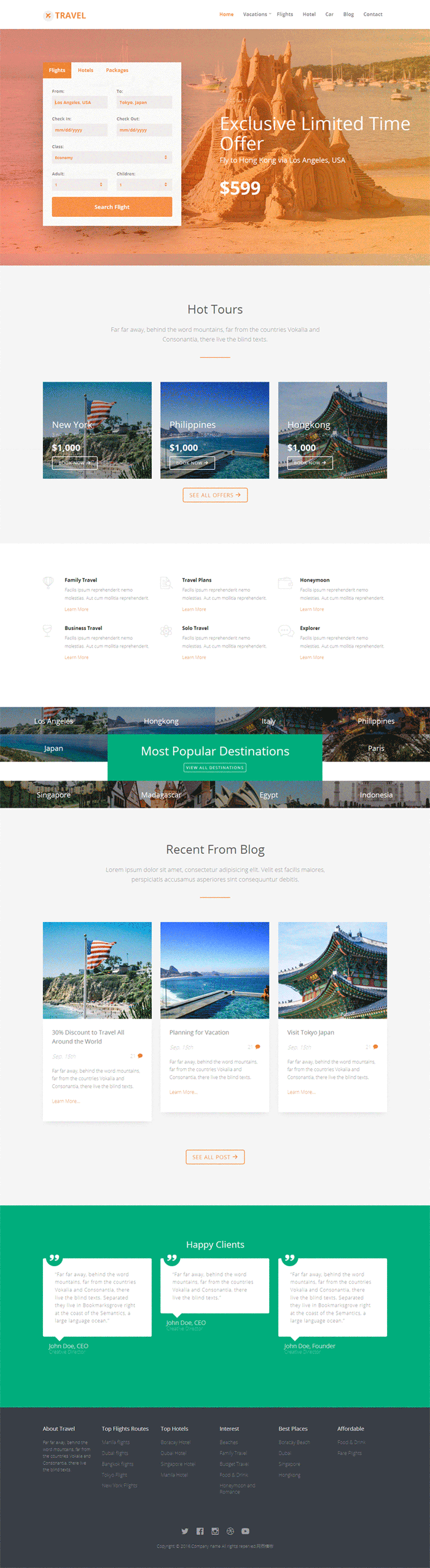 HTML5国外旅游动画模板，大气简洁，企业网站首选，免费下载！