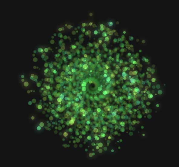 HTML5 Canvas绿色粒子爆炸动画，炫酷特效实例展示