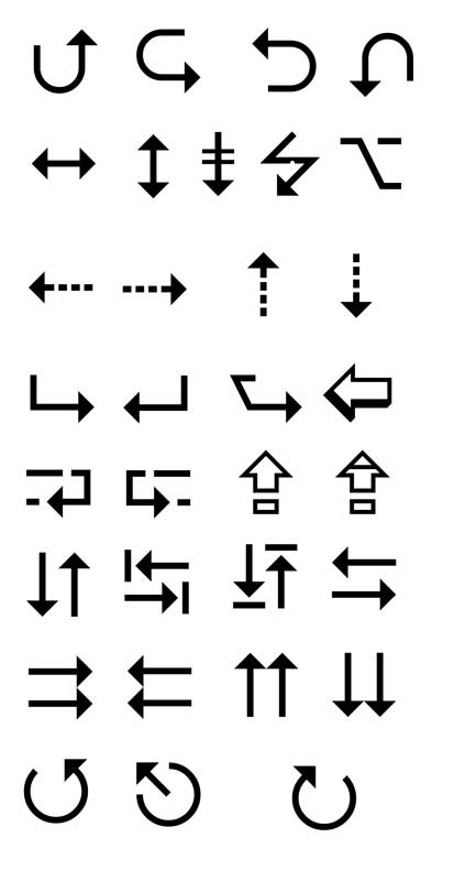 黑色扁平化方向箭头图标集，丰富素材任你选