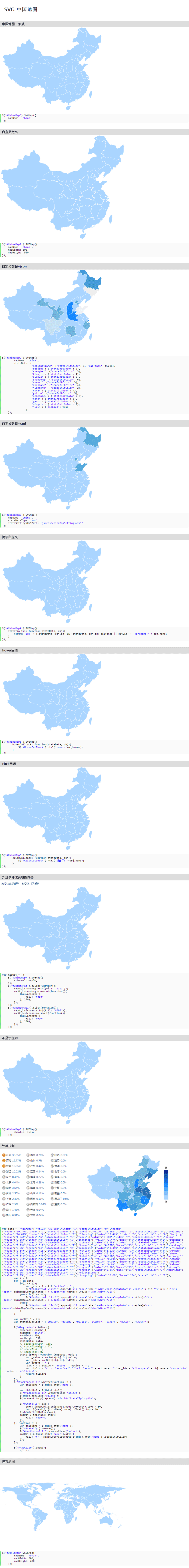 中国地图jQuery SVG插件，自定义数据与特效代码