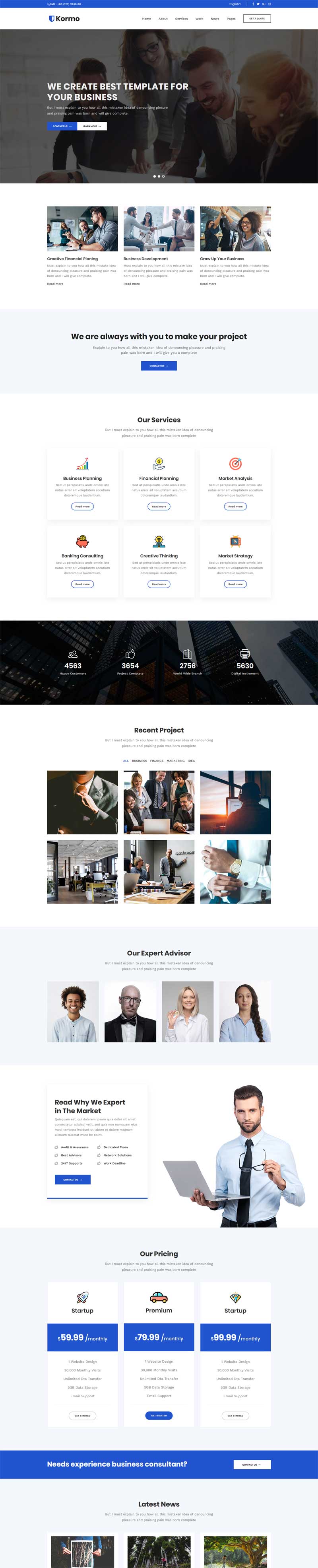 蓝色的商业咨询企业站bootstrap模板