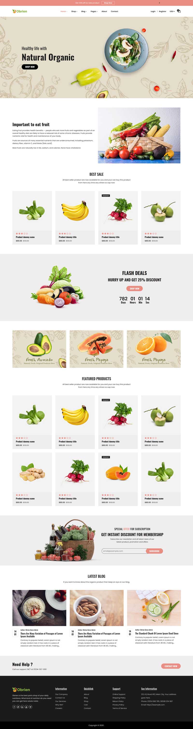 有机食品零售商城HTML5响应式模板