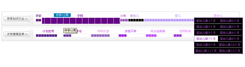 原生js代码制作医院女性妇科病导航栏目条鼠标经过滑动显示效果