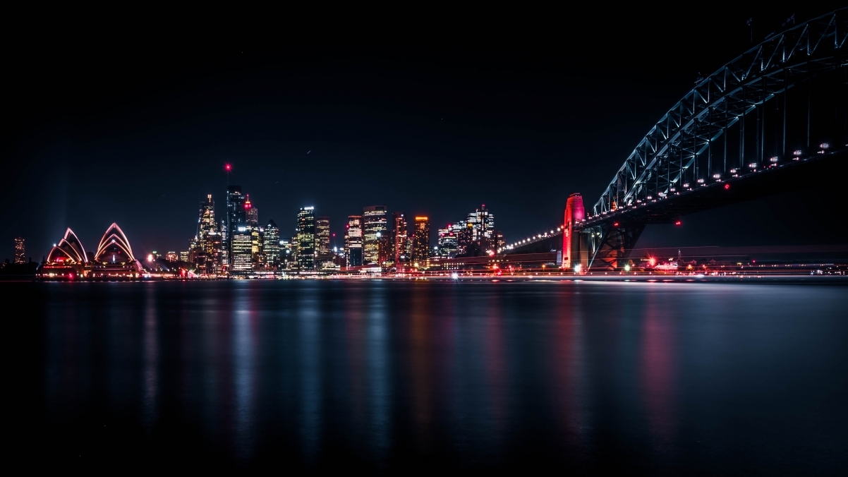 悉尼海港大桥璀璨夜景与天际线绝美风光，高清4K壁纸3840x2160，免费下载