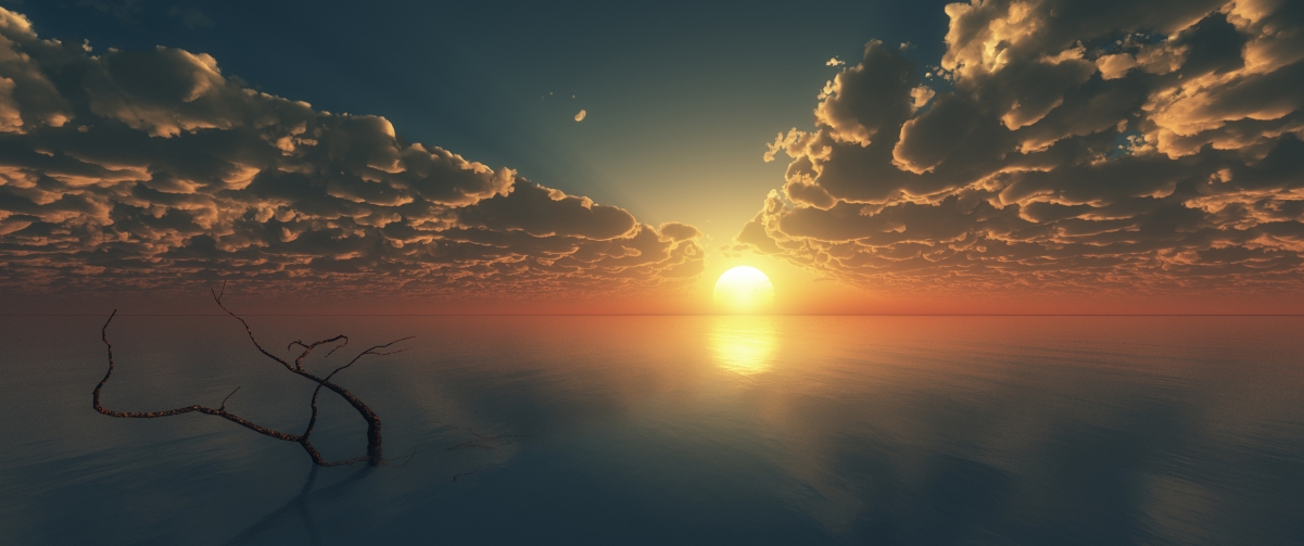 唯美天空云海日落，高清4K风景壁纸3440x1440免费下载